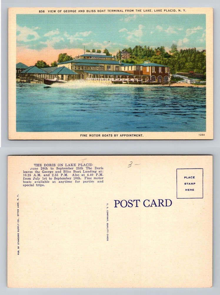 Lake Placid NY-New York George and Bliss Boat Terminal Launches Vintage Postcard