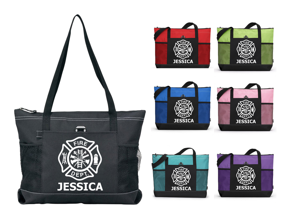 FIRE DEPT MALTESE SIGN W/ NAME CUSTOM TOTE PURSE TRAVEL OVERNIGHT GYM SPORTS BAG