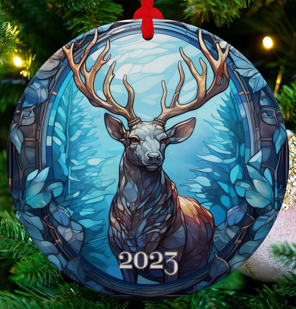 Ceramic Deer Ornament Reindeer Ornament Christmas Decoration Holiday Gift Idea