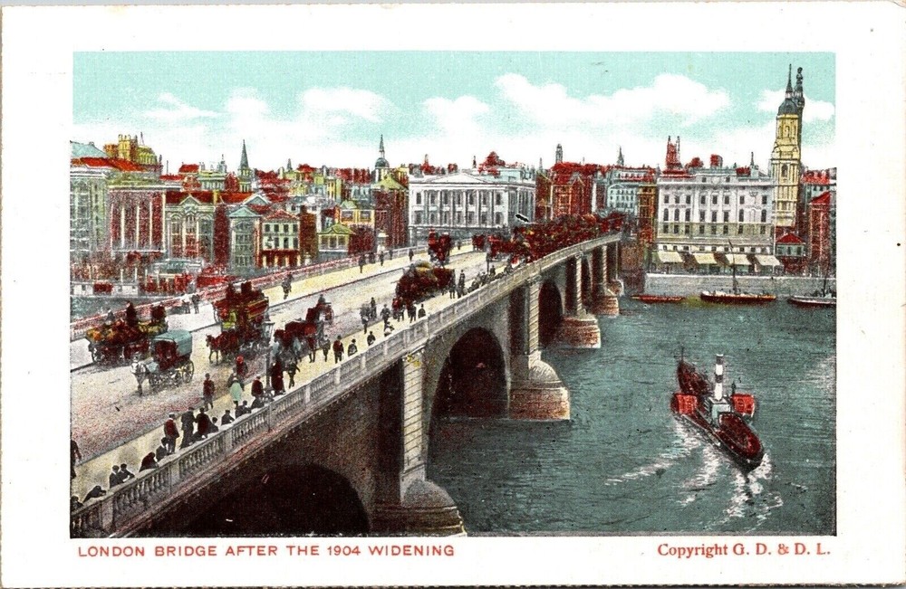 London England London Bridge After 1904 Widening Historic Landmark WB Postcard