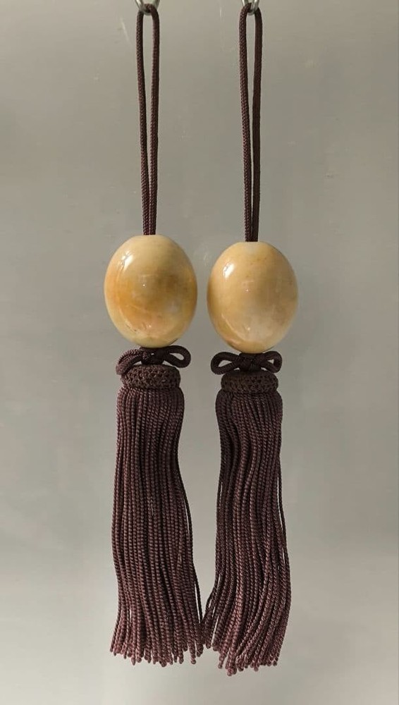 Fuchin Agate Natural Stone Summer Use with Tassels for Hanging Scroll