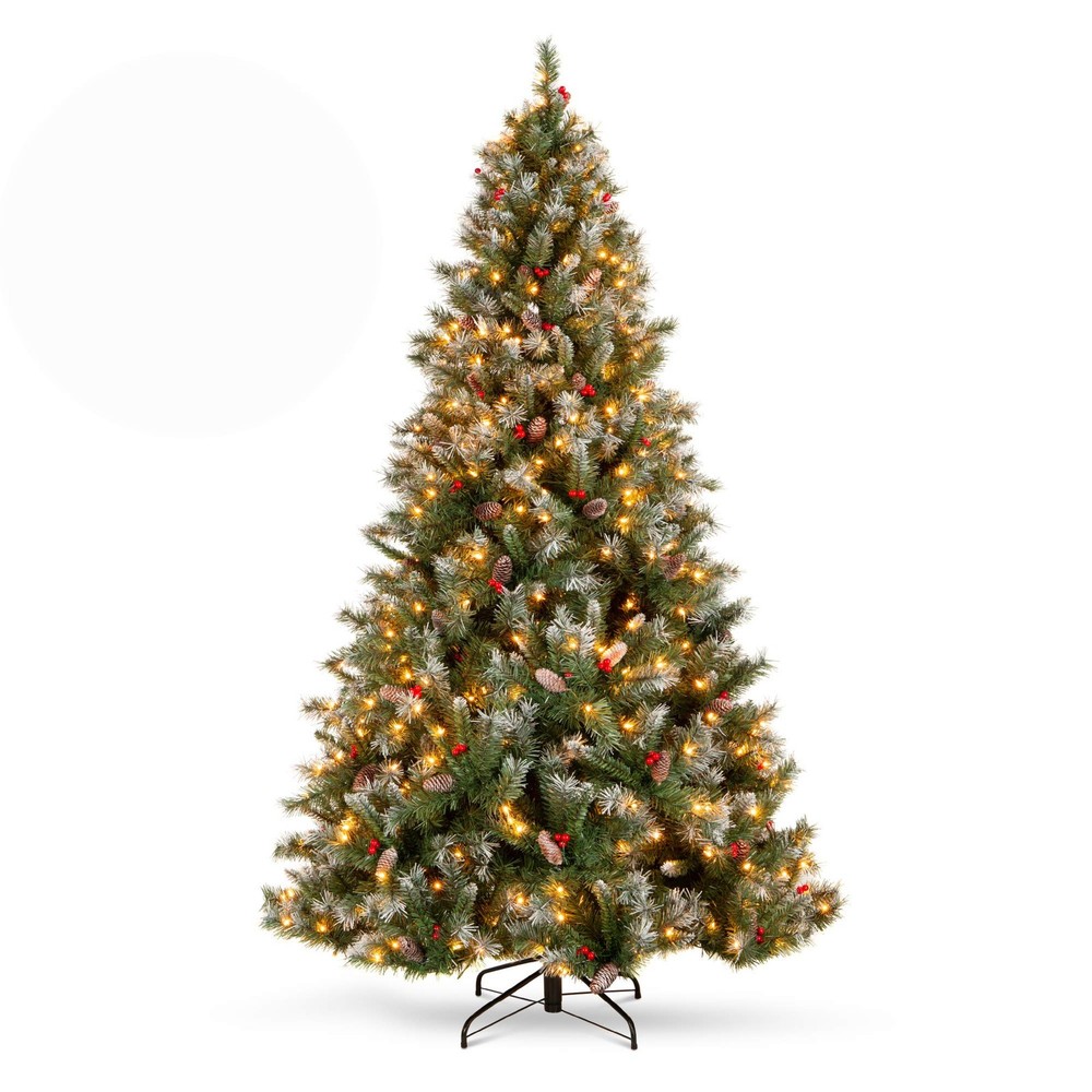 Christmas Tree Pre-Lit, Pre-Decorated Artificial 6ft Frosted Pine Holiday Dec...