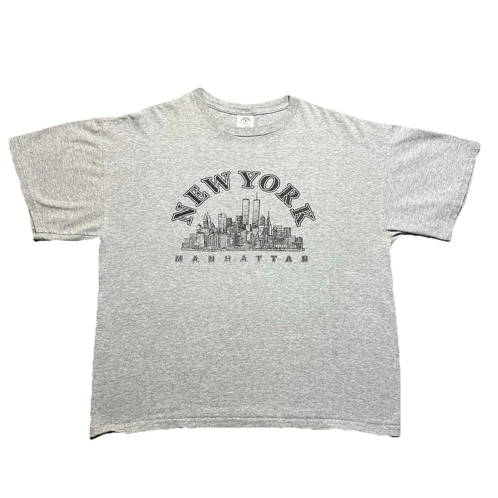 Vintage NYC Twin Towers Skyline Shirt Men’s XL Gray USA 90s Tee
