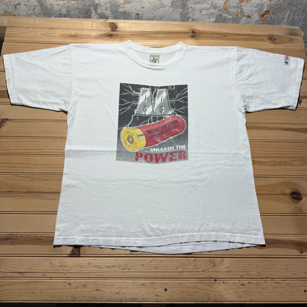 Vintage 90s Winchester AA Ammo Shotgun Shells Graphic Promo T-Shirt USA - XXL
