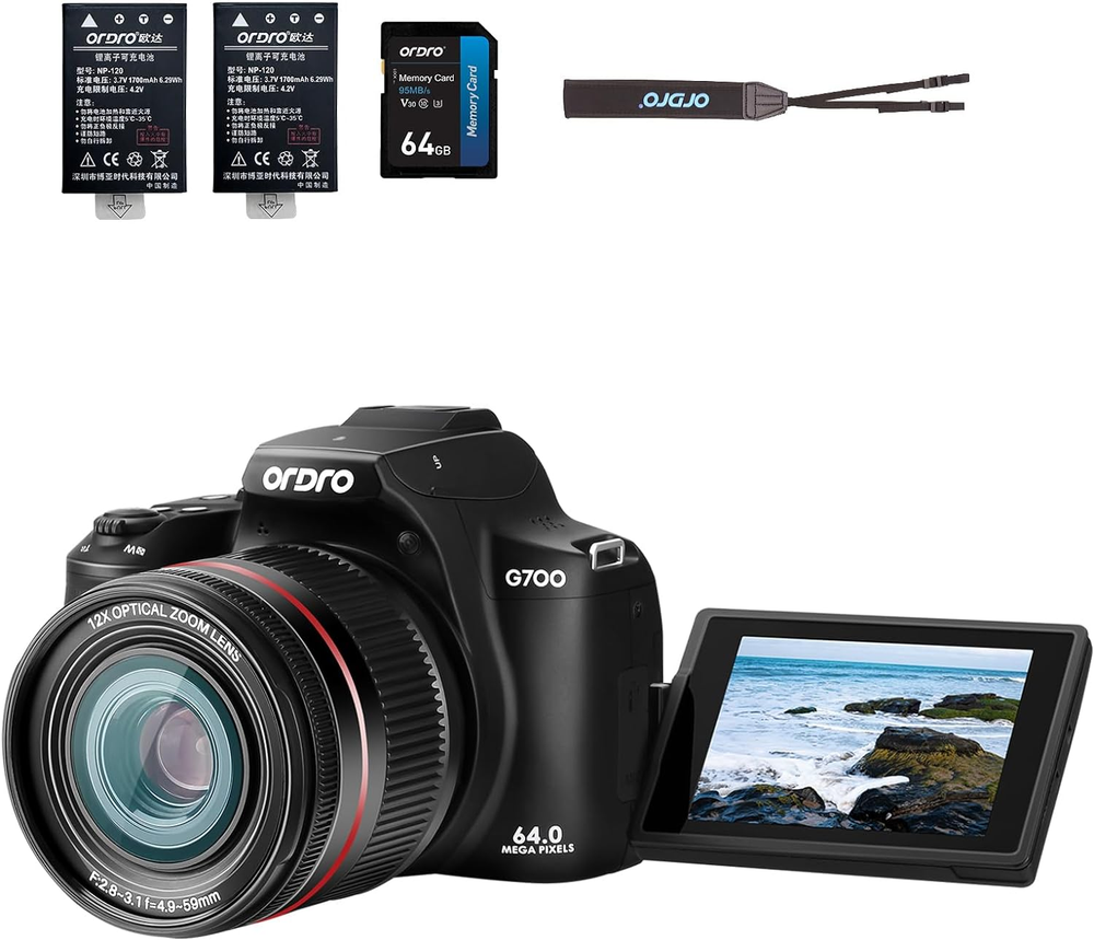 64MP Digital Camera for Photography, 4K Vlogging Cameras for Youtube with 3” Fli