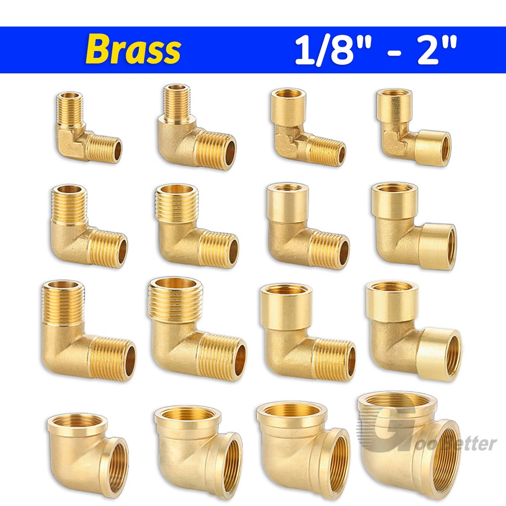 Brass Elbow 90 Degree Female Male BSP Thread Fitting Pipe Connector 1/8