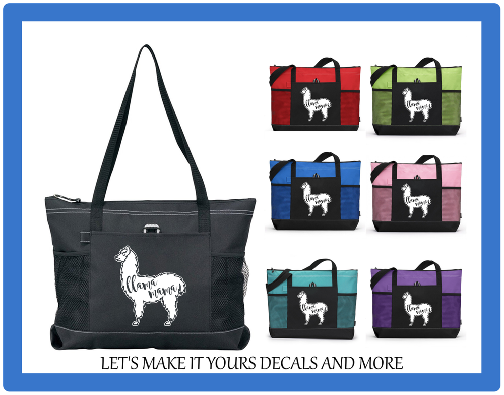 LLAMA MAMA CUSTOM TOTE PURSE TRAVEL OVERNIGHT SPORTS GYM SCHOOL CHURCH BAG ZIPS