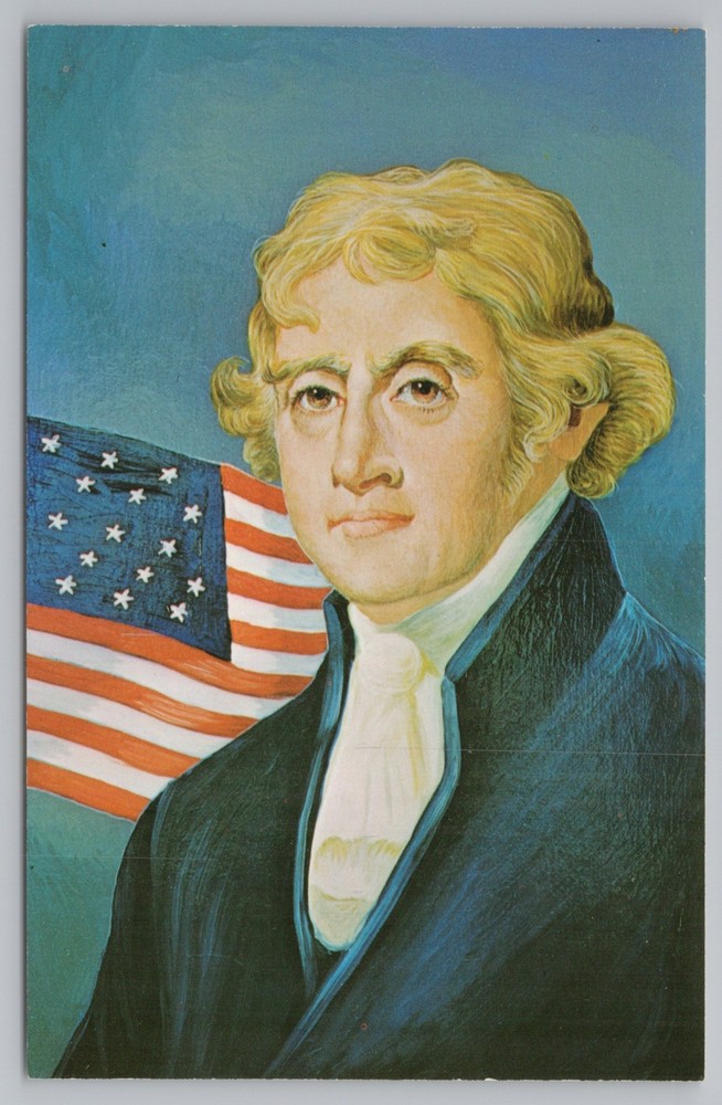 President & Patriotic~Thomas Jefferson~3rd US President~Vintage Postcard