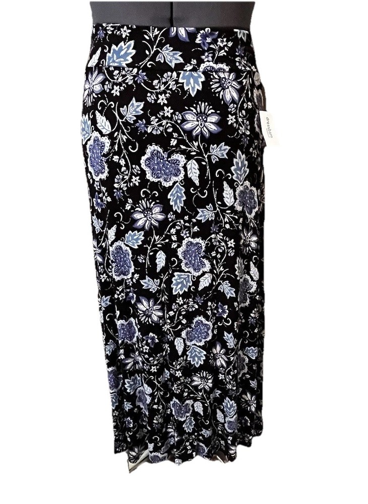 Maxi Skirt Floral Flowers M Fairy Boho Blue Black NWT Classic Casual Cowgirl