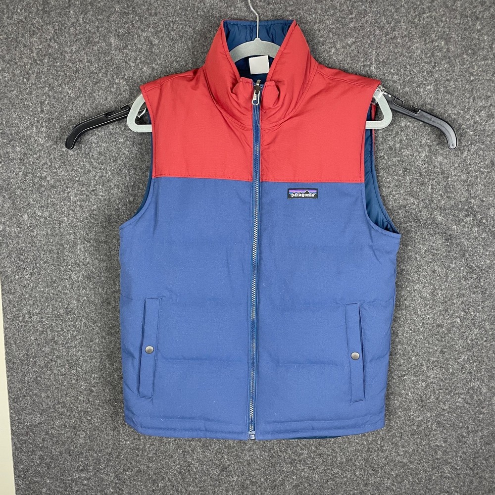 Patagonia Men's Bivy Down Puffer Vest Reversible Red And Blue Size XS
