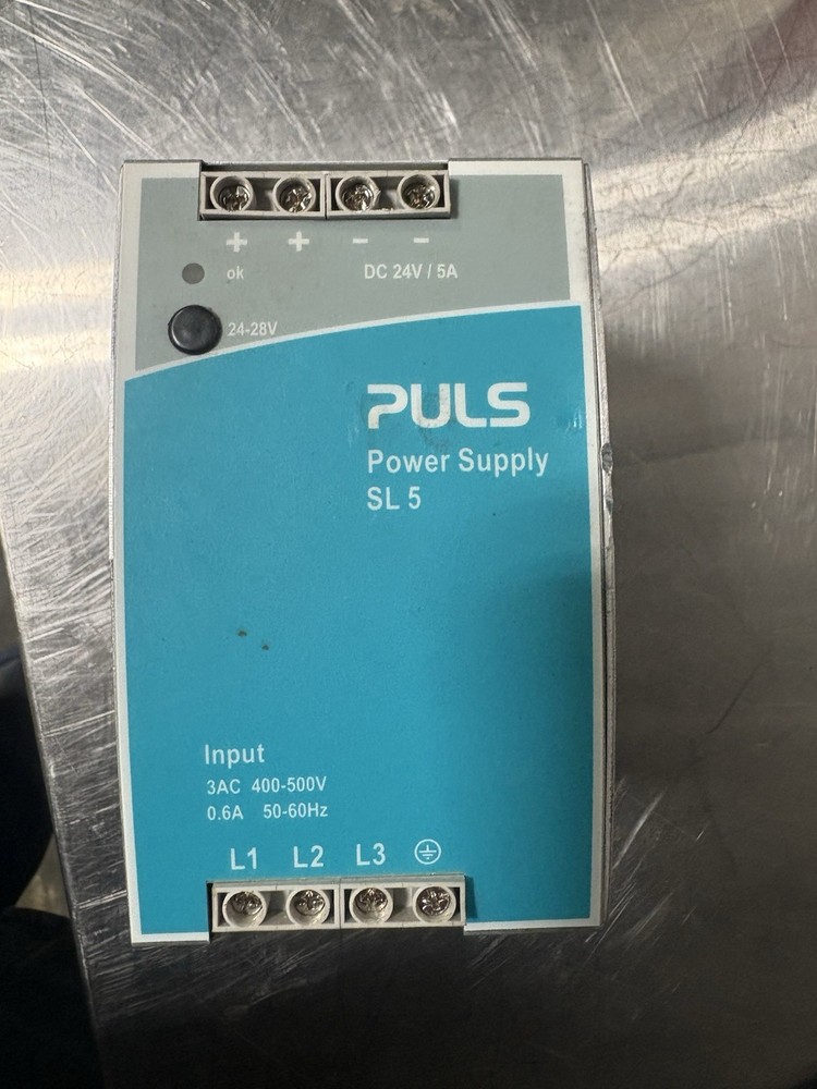 PULS SL5 Power Supply DIN Rail 24V 5A 400-500V Enclosed Blue Silver-UNTESTED