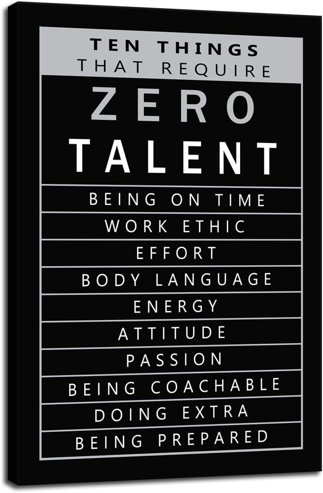 Ten Things That Require Zero Talent Inspirational Wall Art Print Motivational Ca
