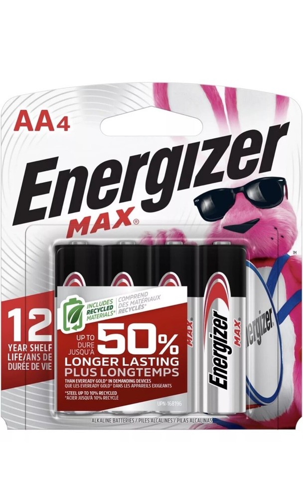 AA Batteries Energizer MAX AA Batteries, Double A, Alkaline Batteries, 4 Pack