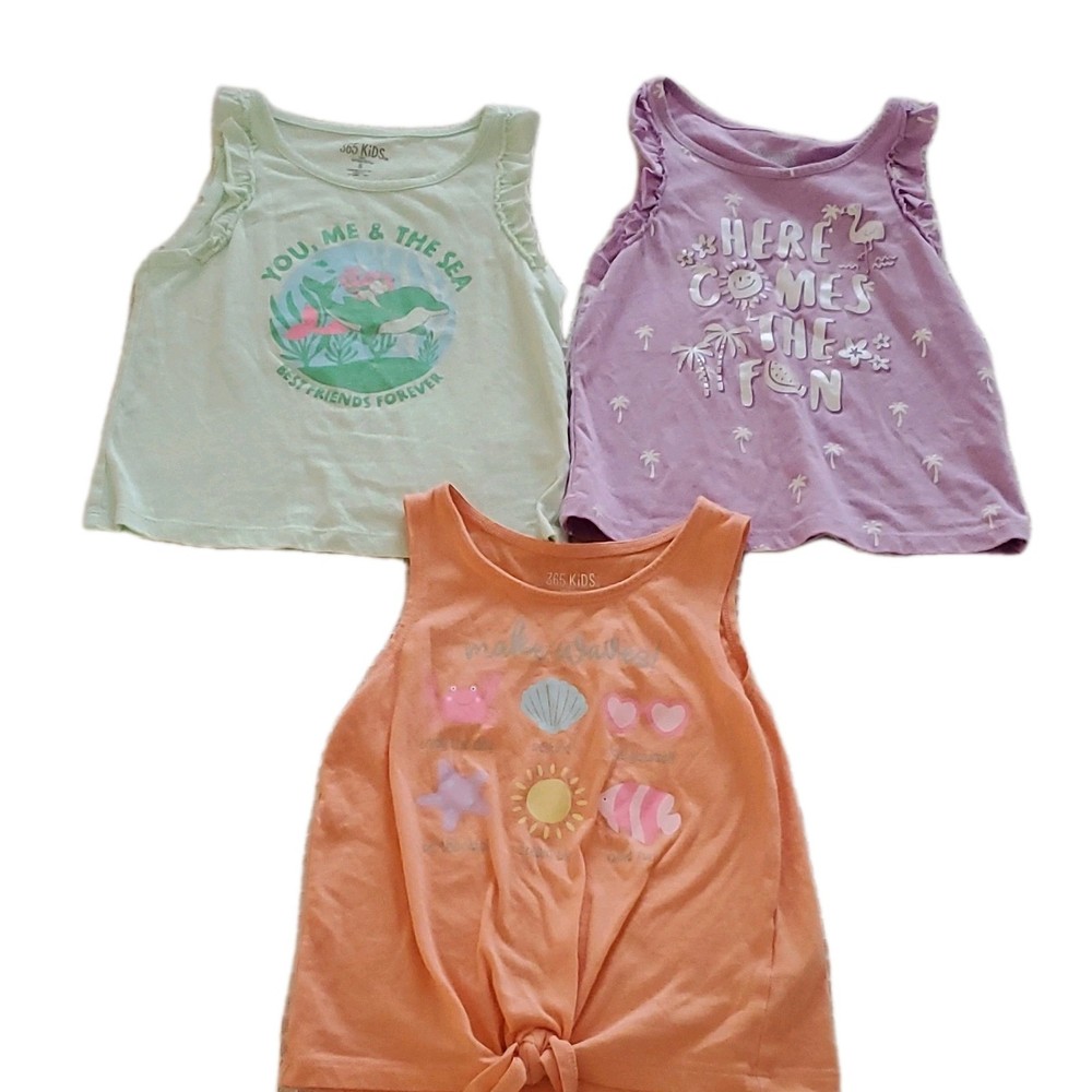365 Kids from Garanimals Girls Tank Tops Size 5 - 3 Pack Spring Summer