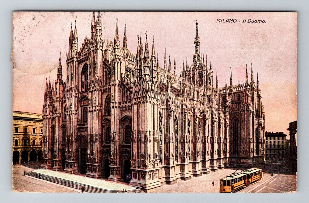 Italy- Milan Historic Cathedral Old Postal Souvenir Old Vintage c1924 Postcard