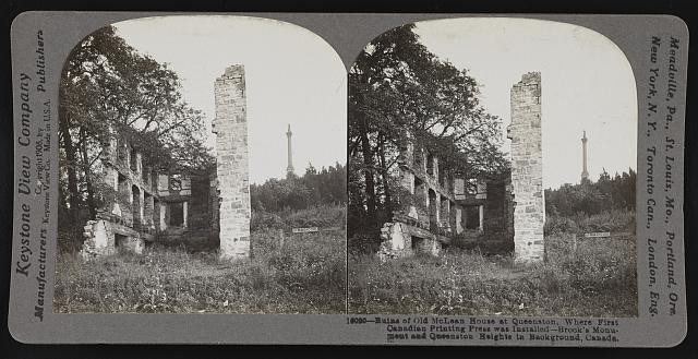 Queenston Ontario Canada 1908 McLean House Ruins Brock's Monument Stereo View