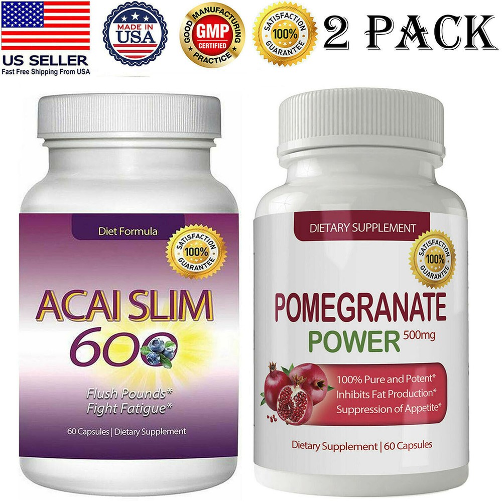 Acai Berry Weight Loss & Pomegranate Extract Appetite Suppressant Capsules Combo-image