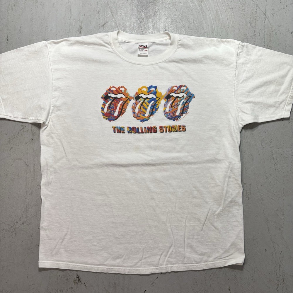 Y2K 2003 Rolling Stones Tour Mouth Logo Retro Tongue Band Art T Shirt Size 2XL