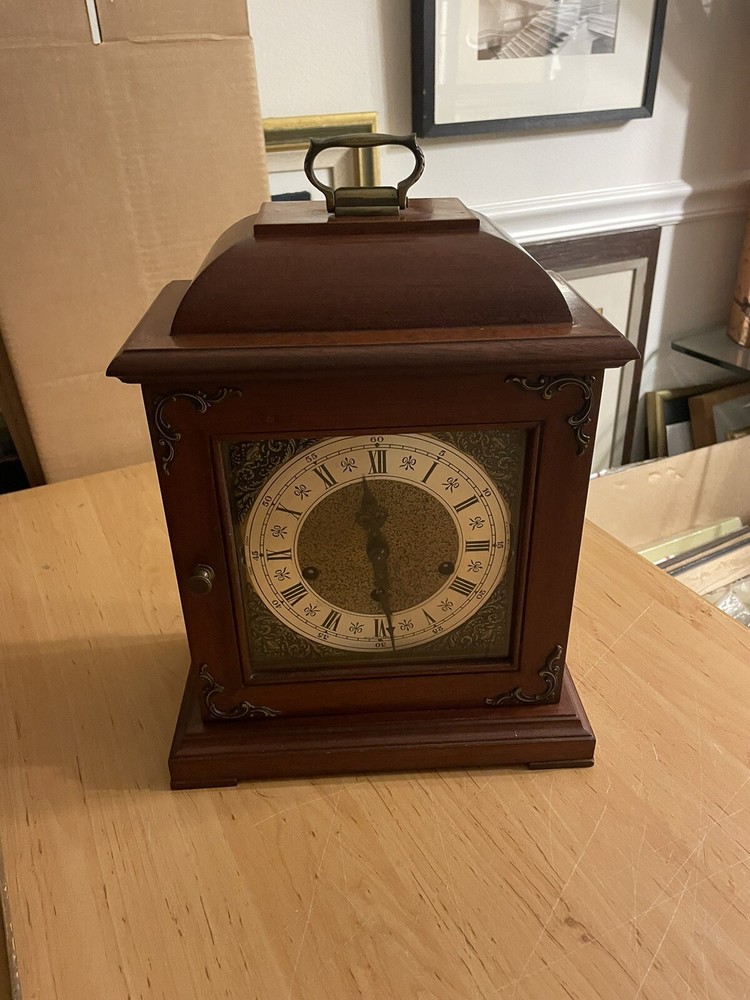Vintage Wooden German Bracket Foot Mantle Clock