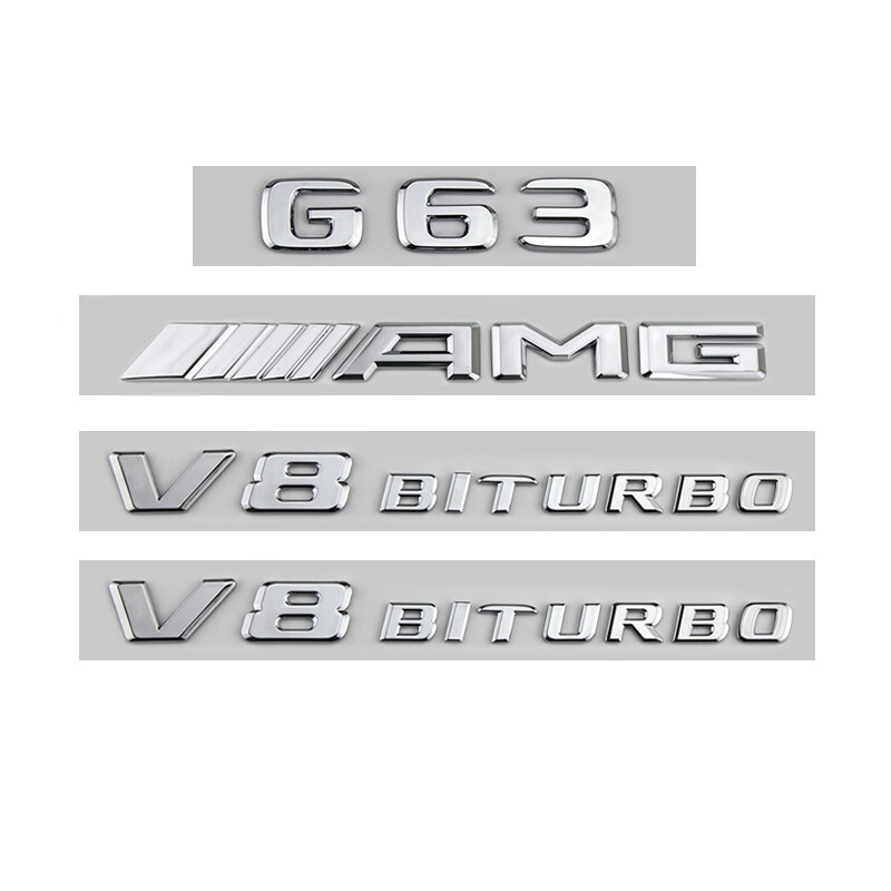 4pcs G63 AMG V8 BITURBO Chrome Badge Emblem for Mercedes Benz W463 W464 G63