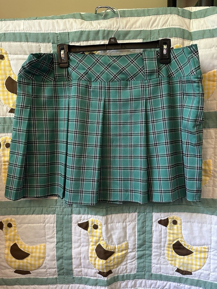 Wild Fable Plaid Pleated Twill Skirt Green XXL Zip Accent Lightweight Y2K Style