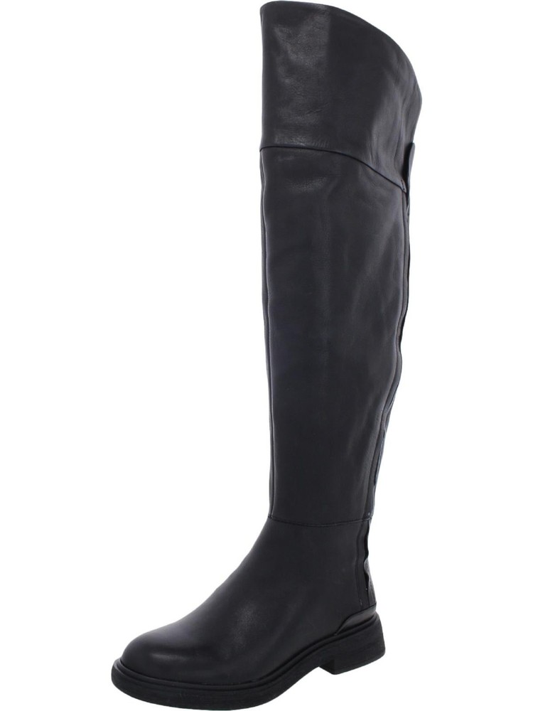 FRANCO SARTO Womens Black Battina Toe Block Heel Leather Riding Boot 6.5 M