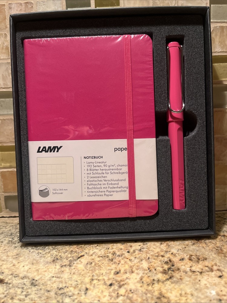 Lamy Softcover Notebook with Bleedproof Acid-Free Paper and Ballpoint Pen in Pink - Brand New-image