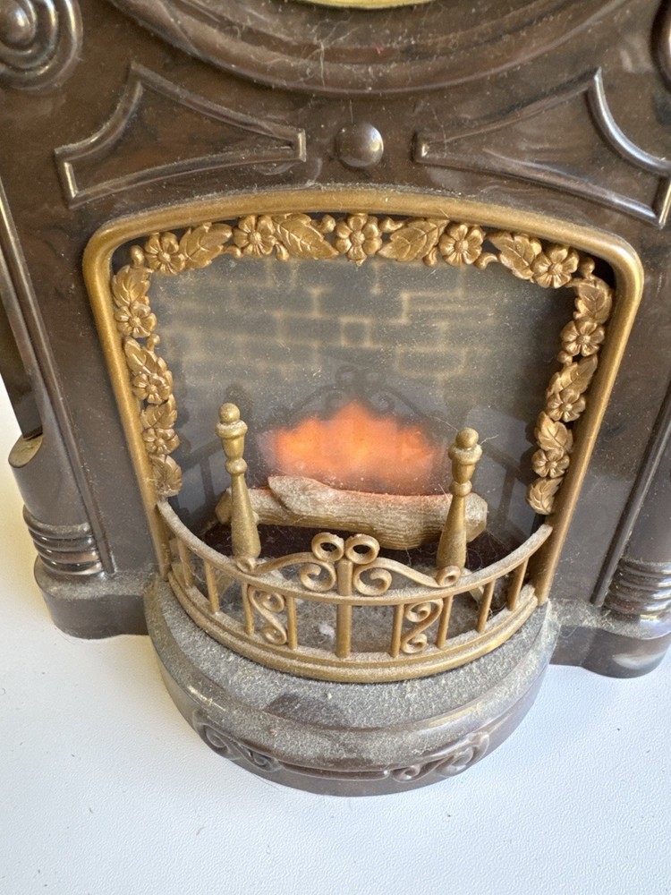 Vintage Mastercrafters Fireplace ANIMATED Clock Lighted Motion Lamp Working #272