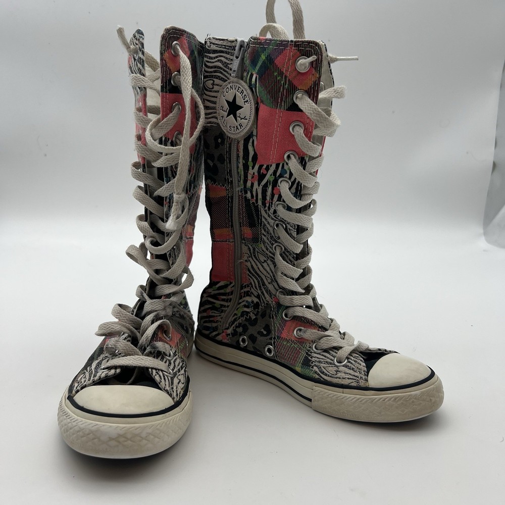 RARE Converse All Star Knee Hight Patchwork Junior Size 13 634567C