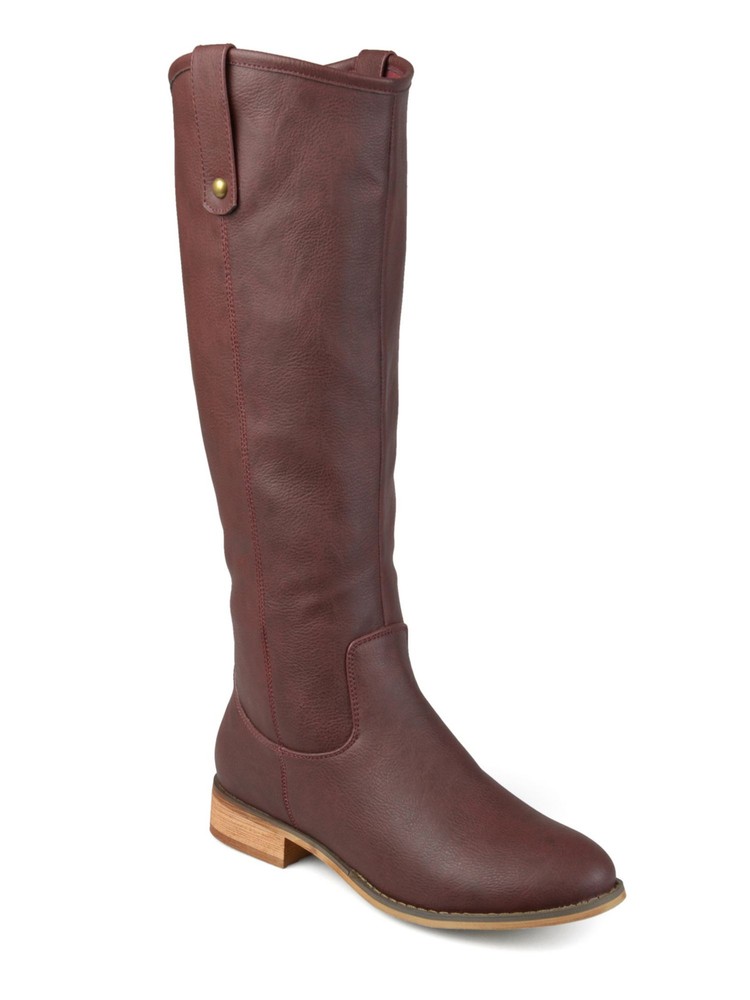 JOURNEE COLLECTION Womens Wine Faux Wood Grain Outsoles Taven Heeled Boots 7 XWC