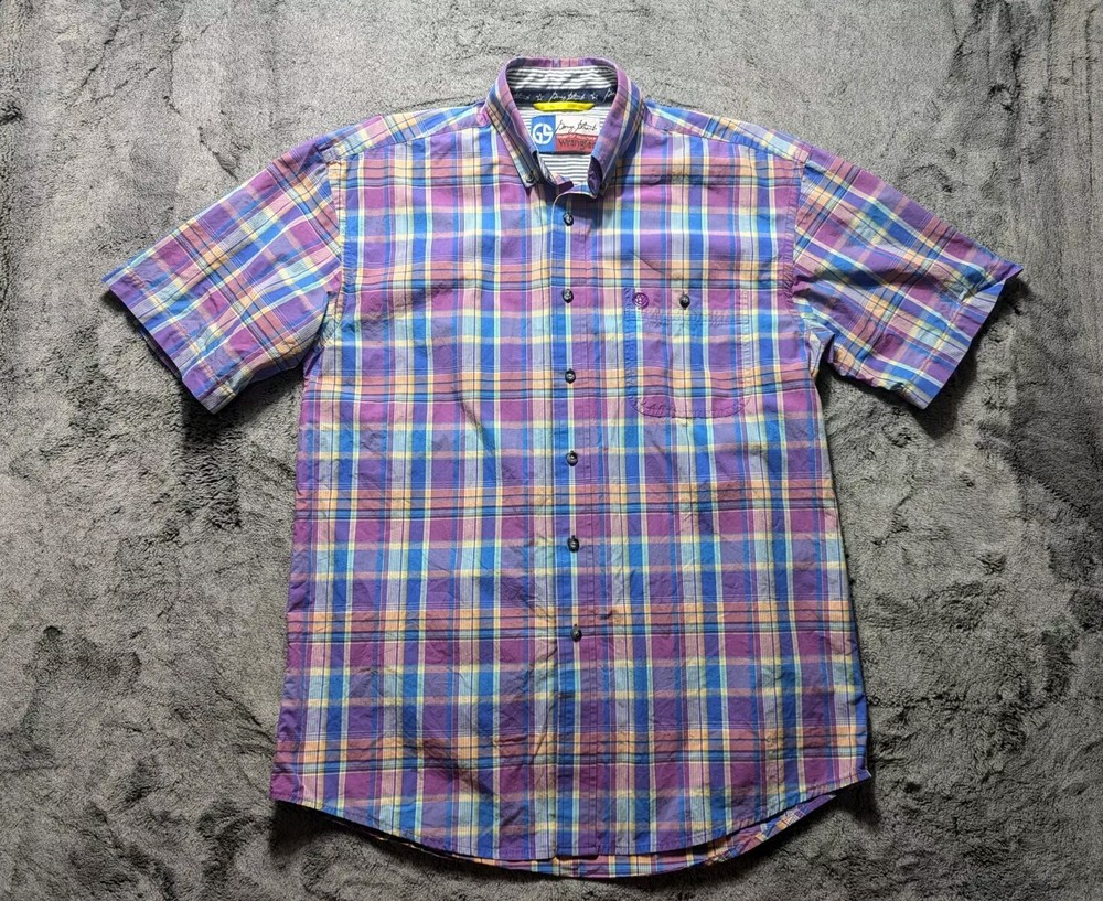 Wrangler George Strait Short Sleeve Button Down Shirt Men's Size Medium Plaid