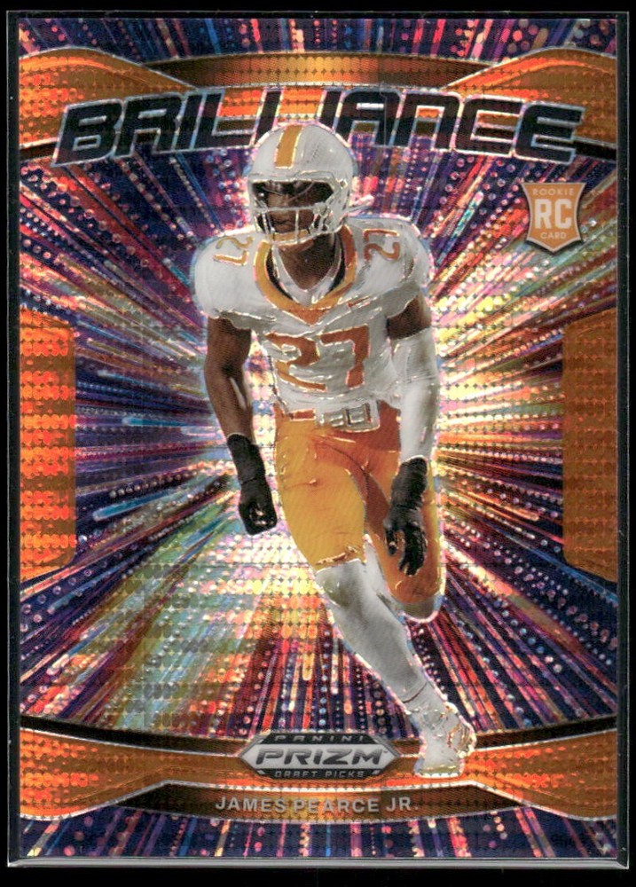 2025 Panini Prizm Draft Picks #10 James Pearce Jr. Brilliance Orange Pulsar #/75