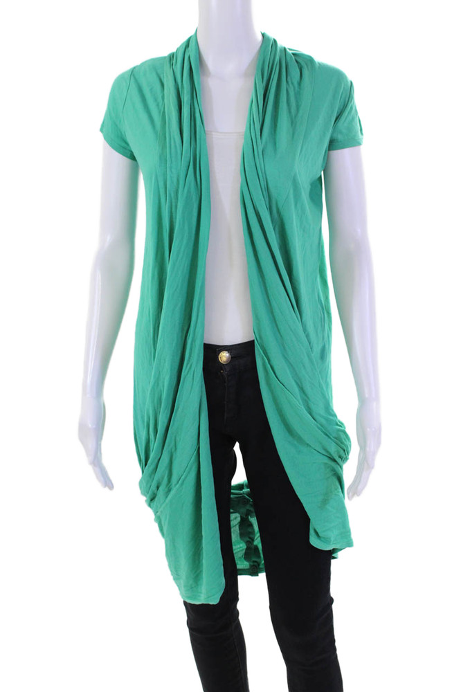 Alice + Olivia Womens Draped Short Sleeve Cardigan Sweater Green Size XSFree Shipping in US $100+ Orders | $6.95 Orders Below