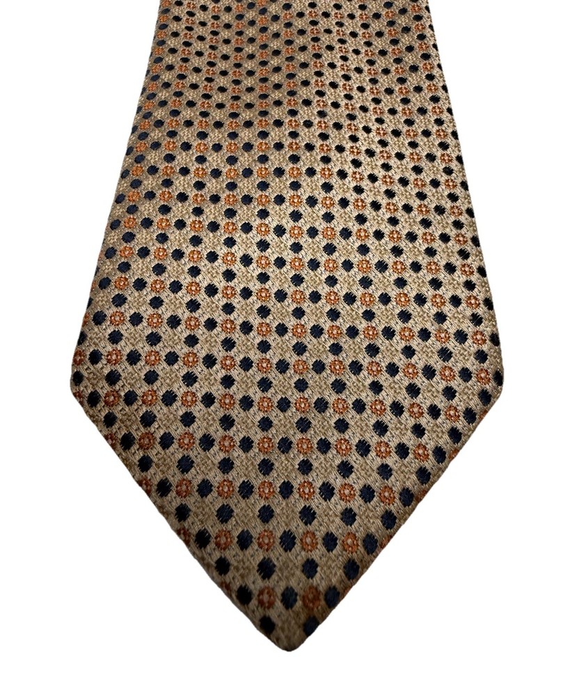 Vintage Yves Saint Laurent YSL Tie Tan Light Brown Dots Silk Made In Italy