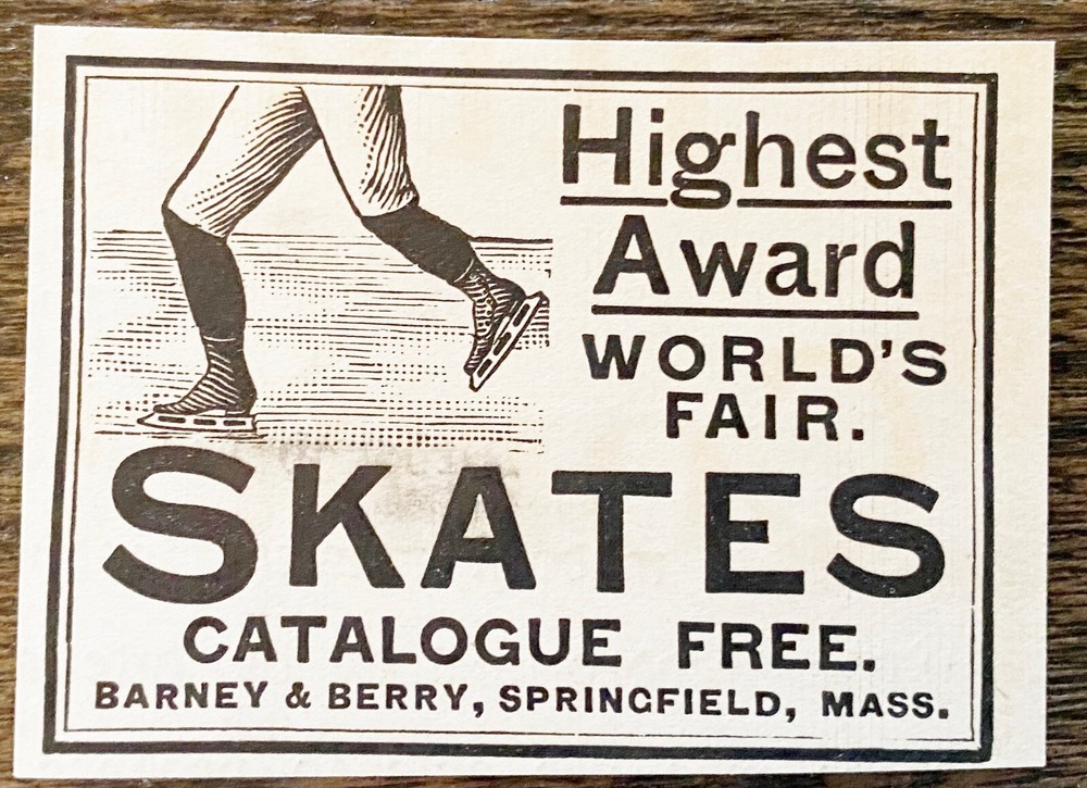 Vintage 1895 Barney & Berry Ice Skates Worlds Fair Award Winning Blades