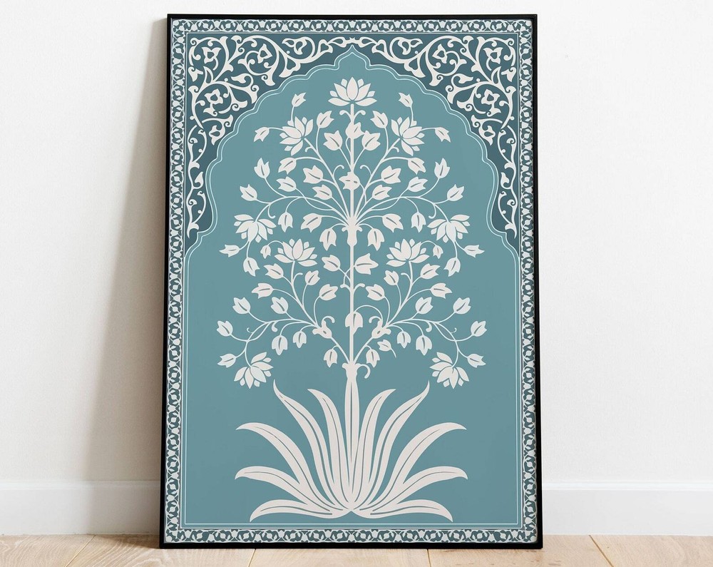 Contemporary Indian Art Floral Palace Paintings Home Decor Mughal Floral Motifs