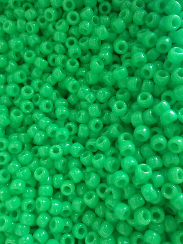 Lime Opaque Plastic Pony Beads 9mm Barrel Loose 50-1000 Count  