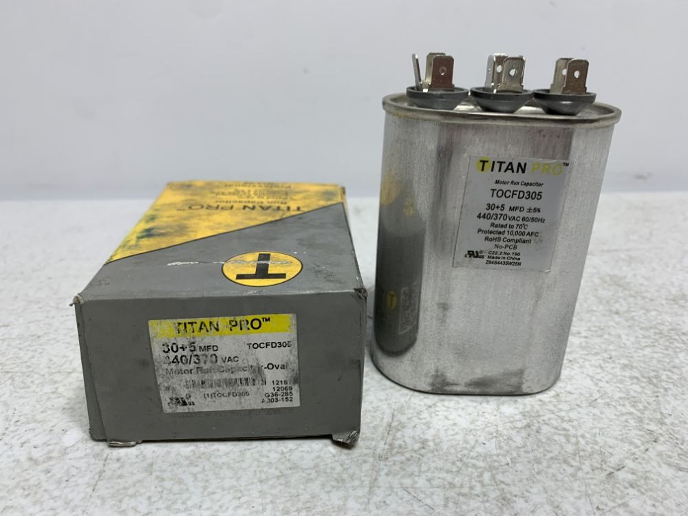 Titan Pro TOCFD305 Motor Run Capacitor 30+5 MFD 440/370V