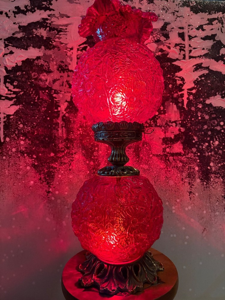 Fenton Ruby Red Poppy Gone With The Wind,  A Rare Lamp. Perfect Condition!