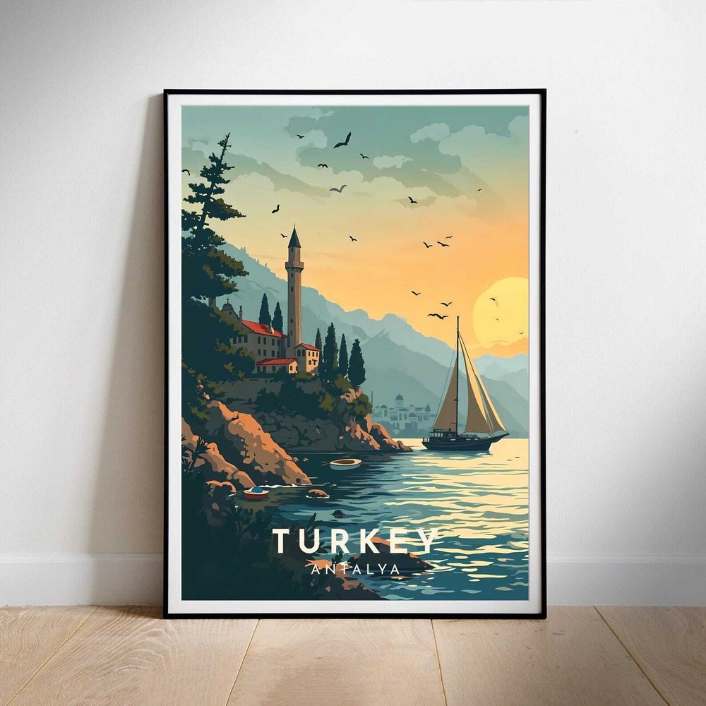 Turkey Travel Poster Wall Print Antalya Art Home Decor For Instant