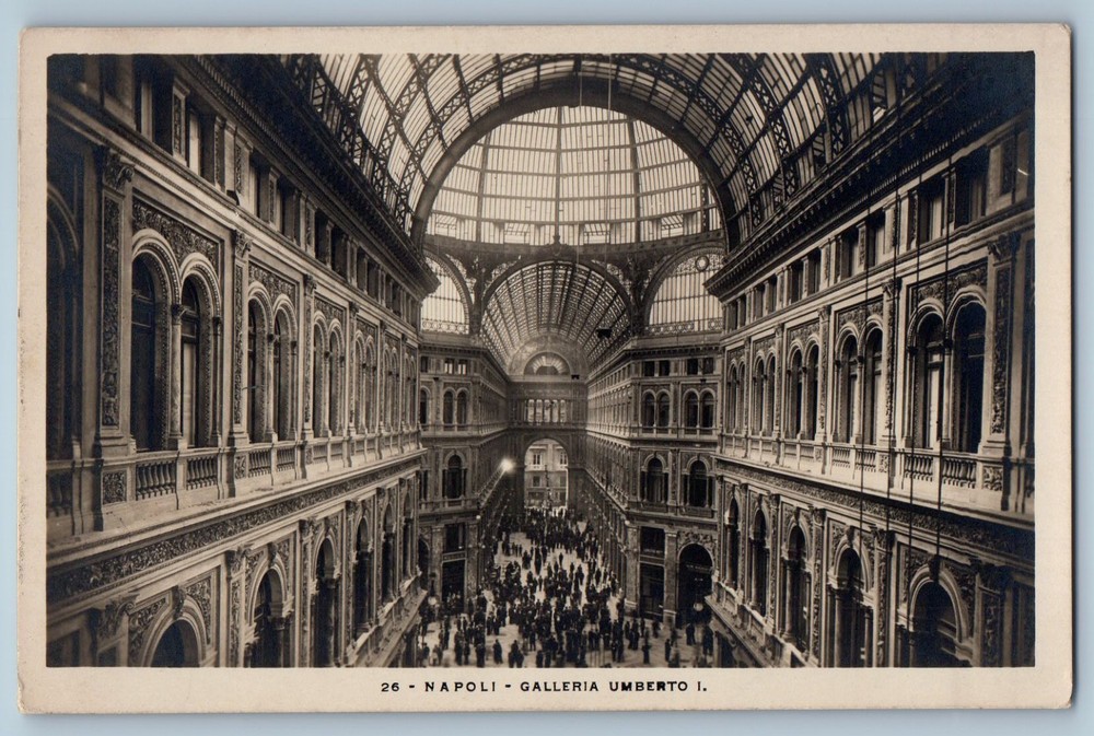 Naples Campania Italy Postcard Umberto 1 Gallery 1929 Vintage RPPC Photo