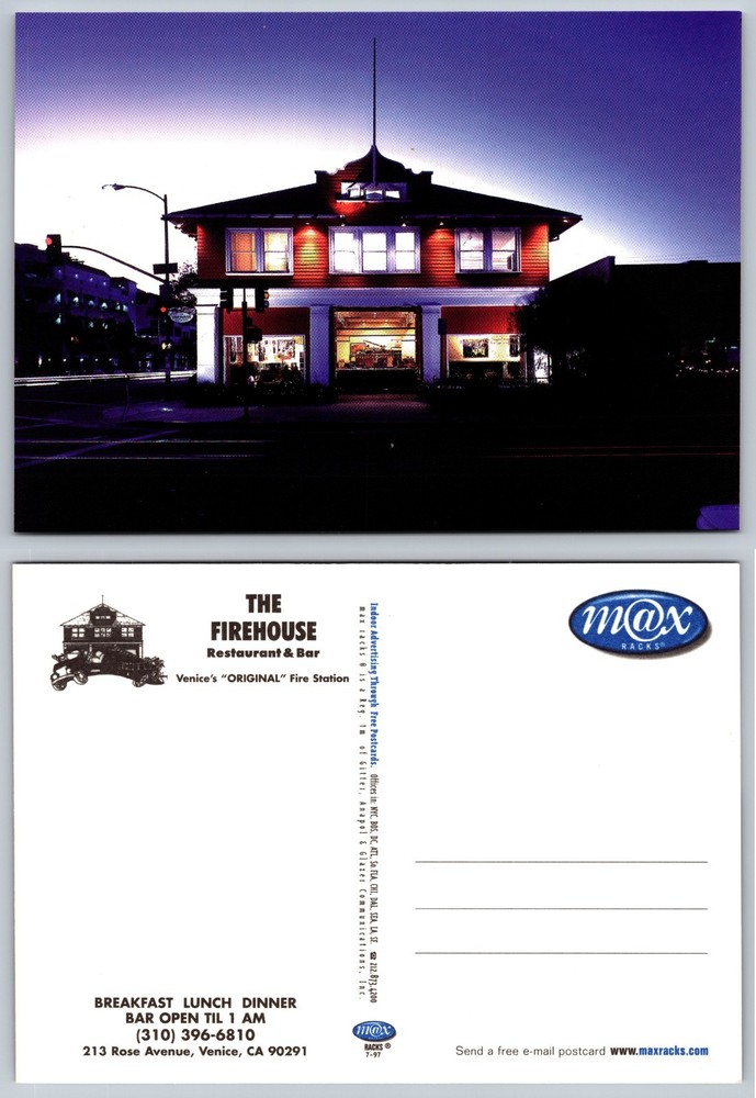 Continental The Firehouse Restaurant Venice CA Postcard