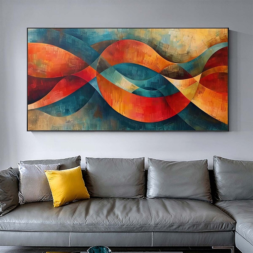 Handpainted Orange Abstract Oil Painting On Canvas Wall Art Pictures Home Decor