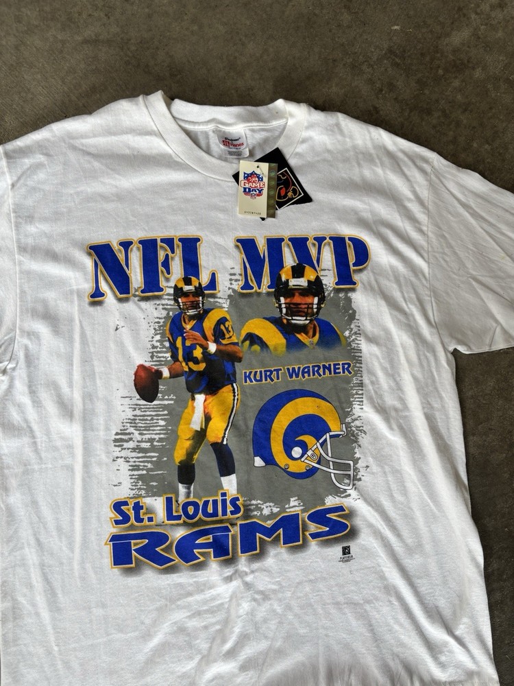 Vintage Y2K Kurt Warner MVP T-Shirt Deadstock Size XL St Louis Rams NFL 2000s