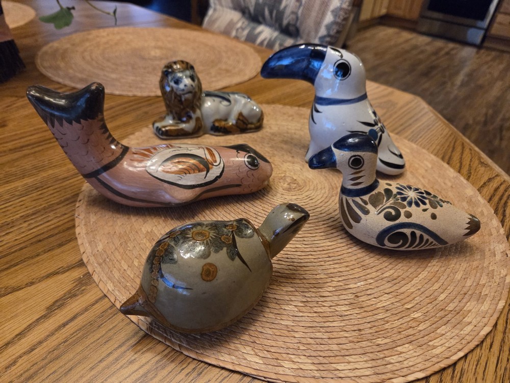 Lot Of 5 Mexican Pottery Animal Figurines Tonala Ken Edwards
