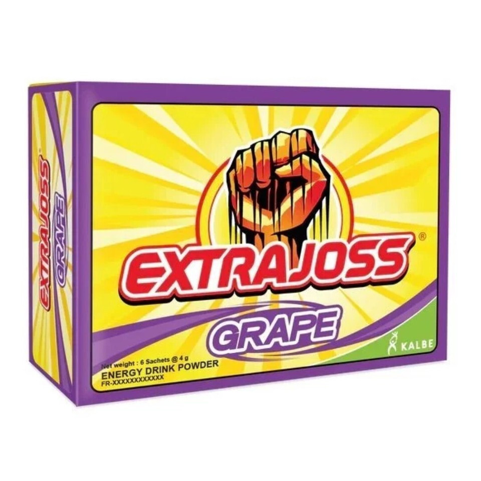Extra Joss 50 Box Grape Sugar-Free Energy Drink Powder 300 Sachets