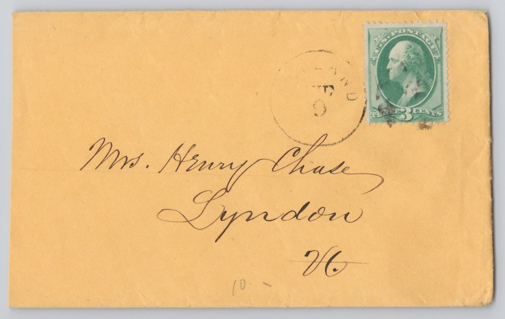 Addressed Envelope to Mrs. Henry Schuler Lyndon 3c Washington Stamp, Cancel