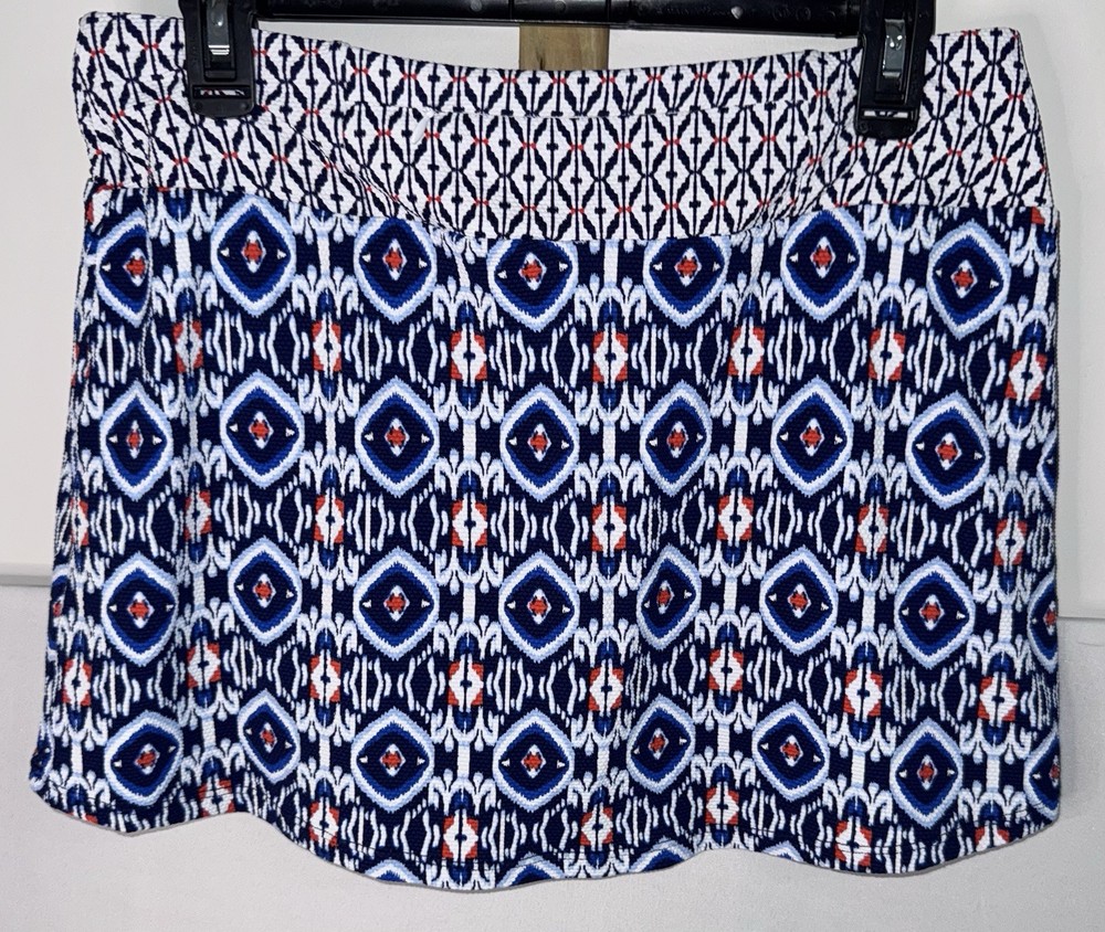 Tommy Bahama Womens M Abstract Pattern Skirt Short in Red White Black Blue-image