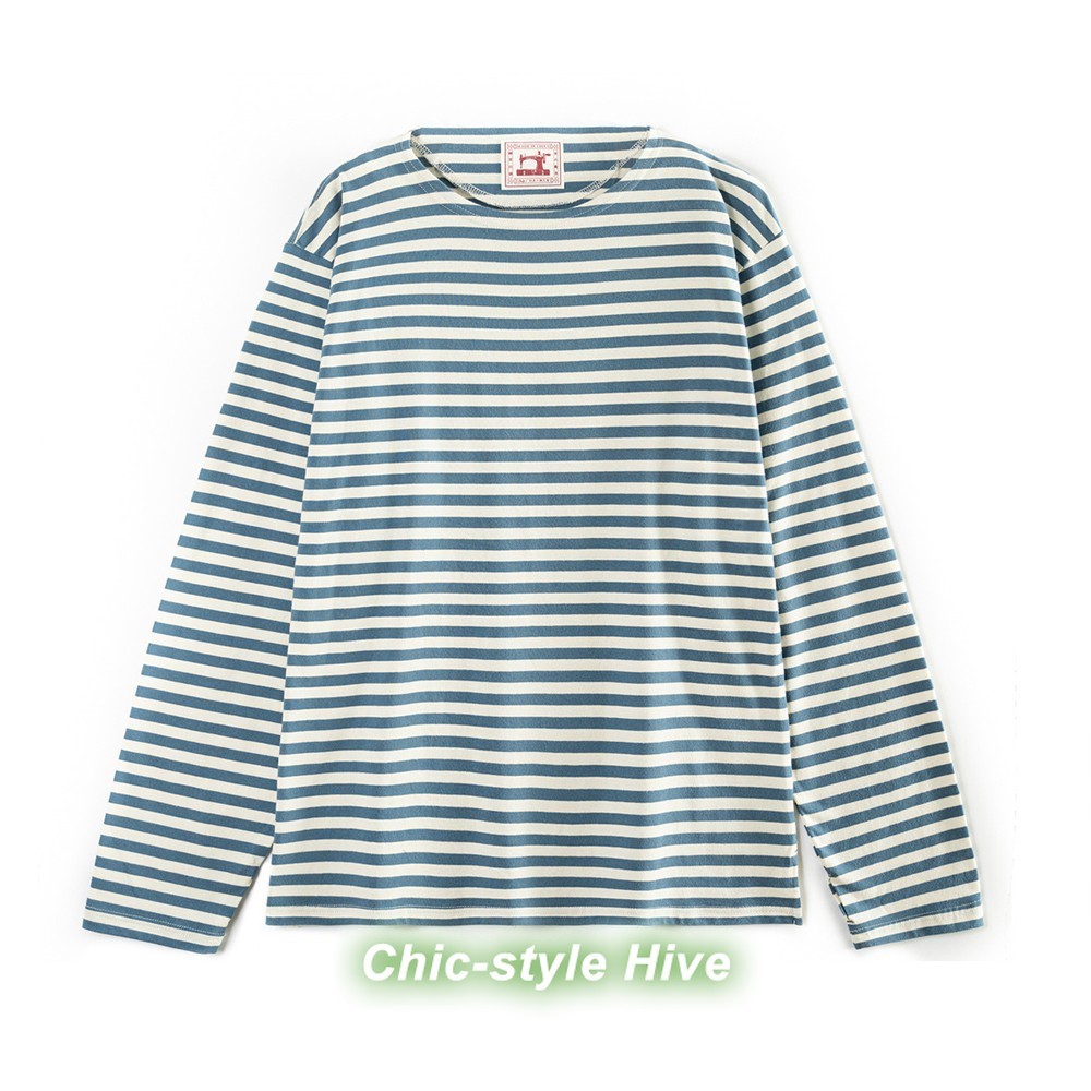 Men's Sailor's Striped Shirt Crew Neck T-shirt Long Sleeved Shirt Casual Tee 648