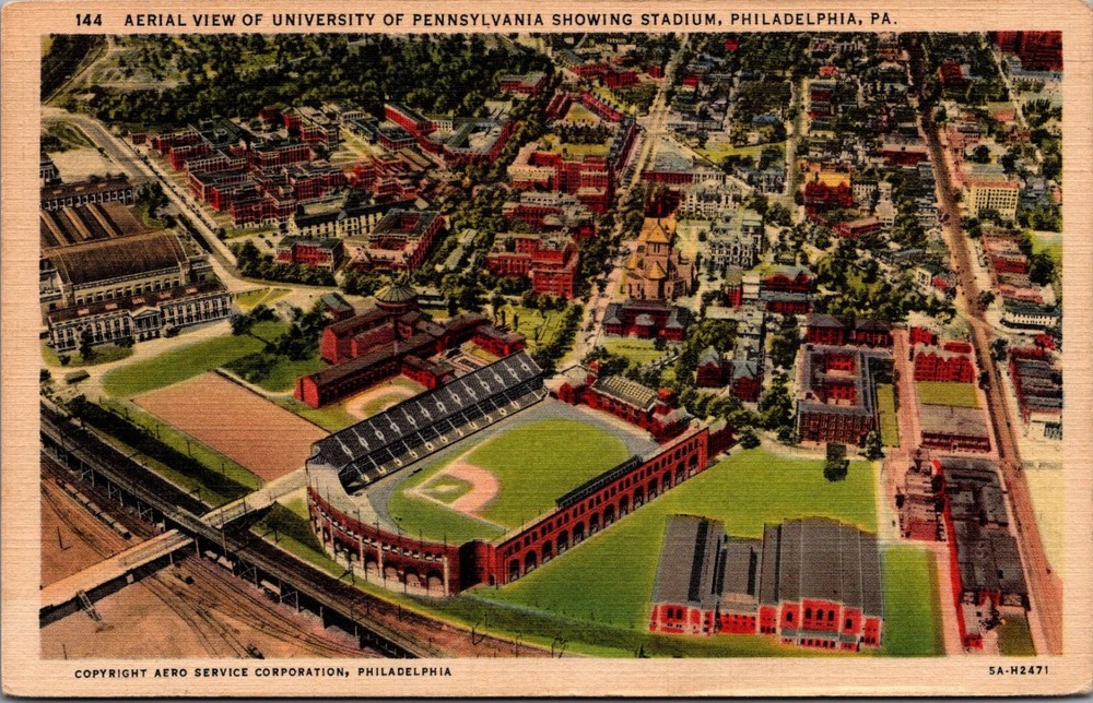 1938 Aerial View University of Pennsylvania Franklin Field Stadium Phila PA